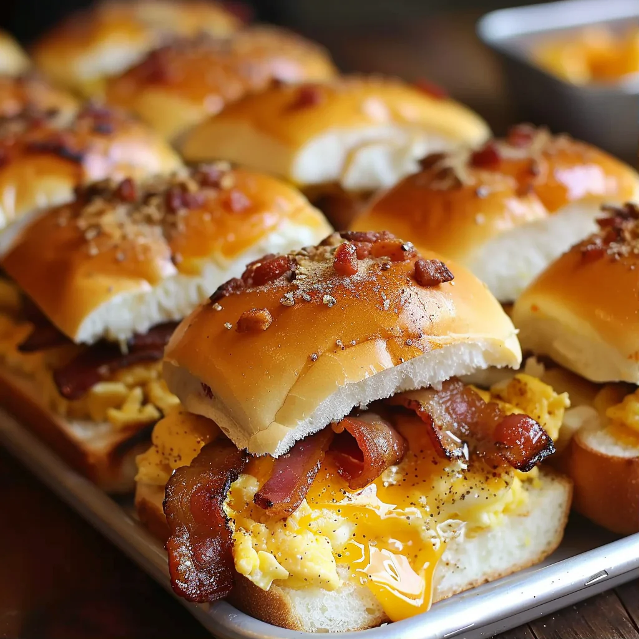 Easy Bacon, Egg, and Cheese Breakfast Sliders Recipe - Recipe Image