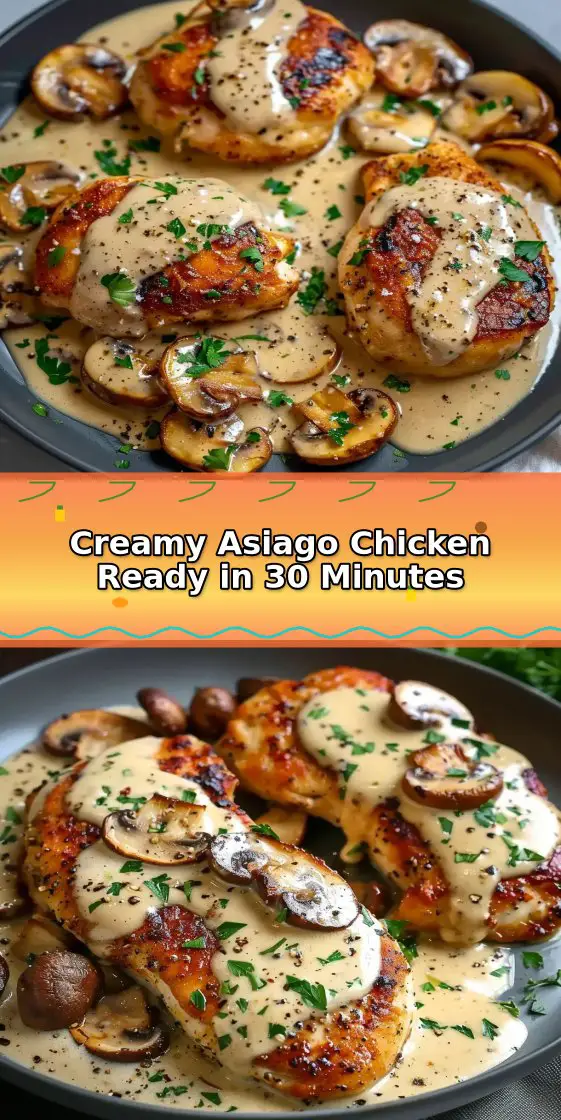 Chicken and Mushroom Skillet in a Creamy Asiago and Mustard Sauce