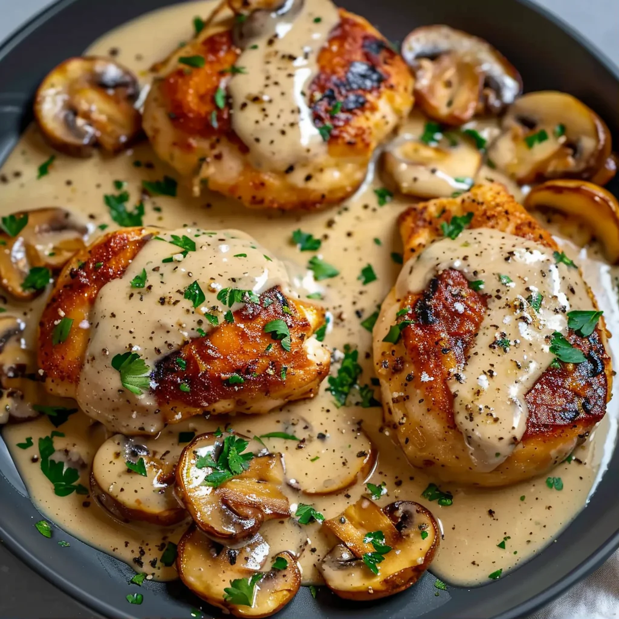Creamy Asiago Chicken Skillet with Mushrooms Recipe - Recipe Image