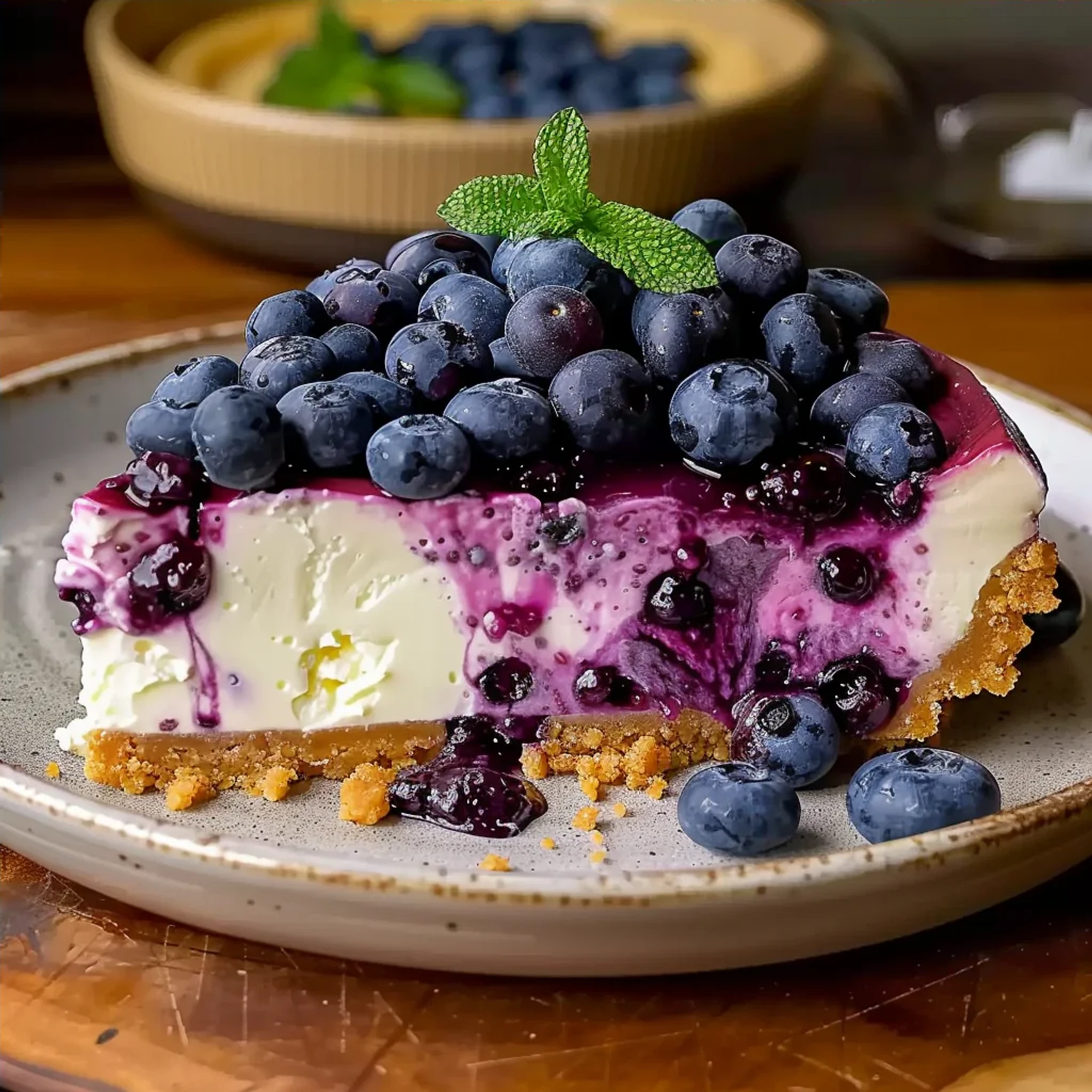 Easy No-Bake Blueberry Cheesecake Recipe with Topping - Recipe Image