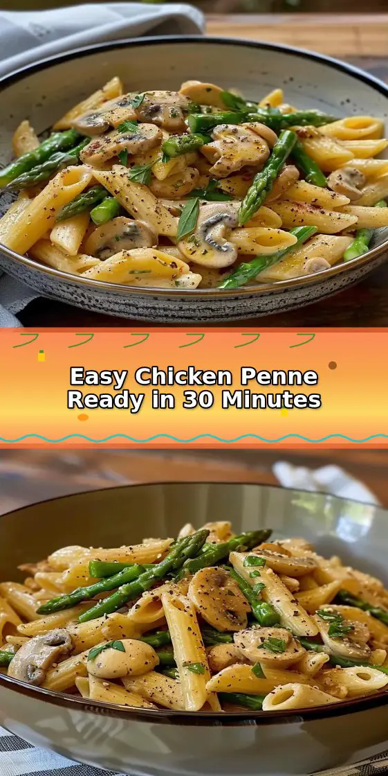 Creamy Mushroom and Asparagus Chicken Penne