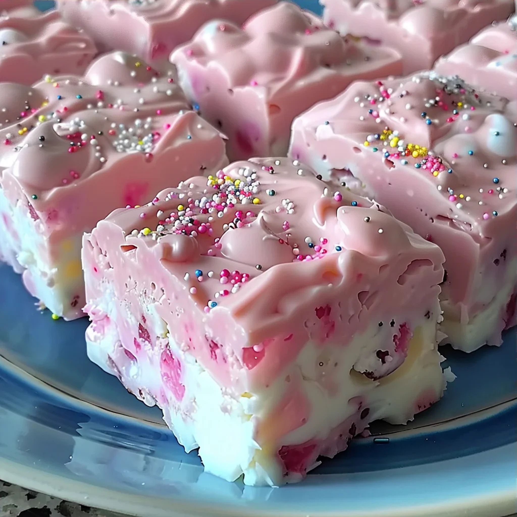 Quick Bubblegum Cloud Fudge Recipe with White Chocolate Chips - Recipe Image