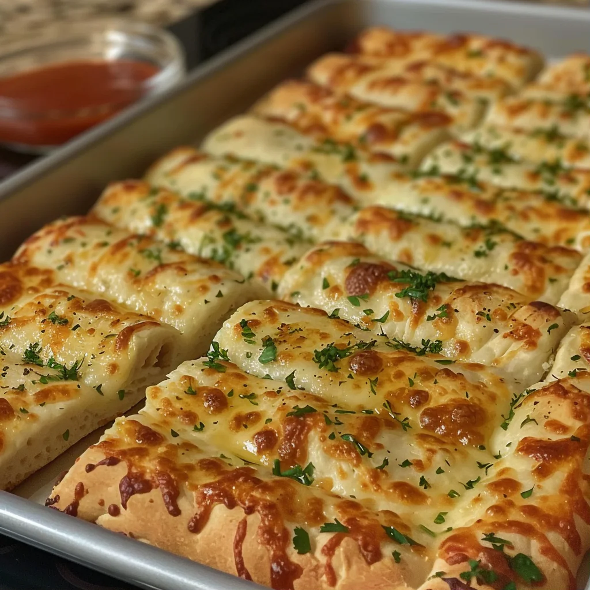 Easy Cheesy Garlic Breadsticks for Healthy Eating at Home - Recipe Image