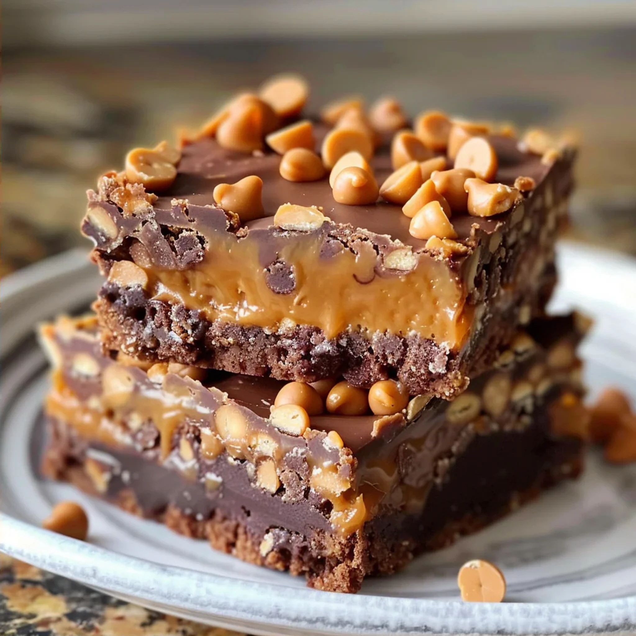 Creamy Peanut Butter Cheesecake with Caramel Topping Recipe - Recipe Image