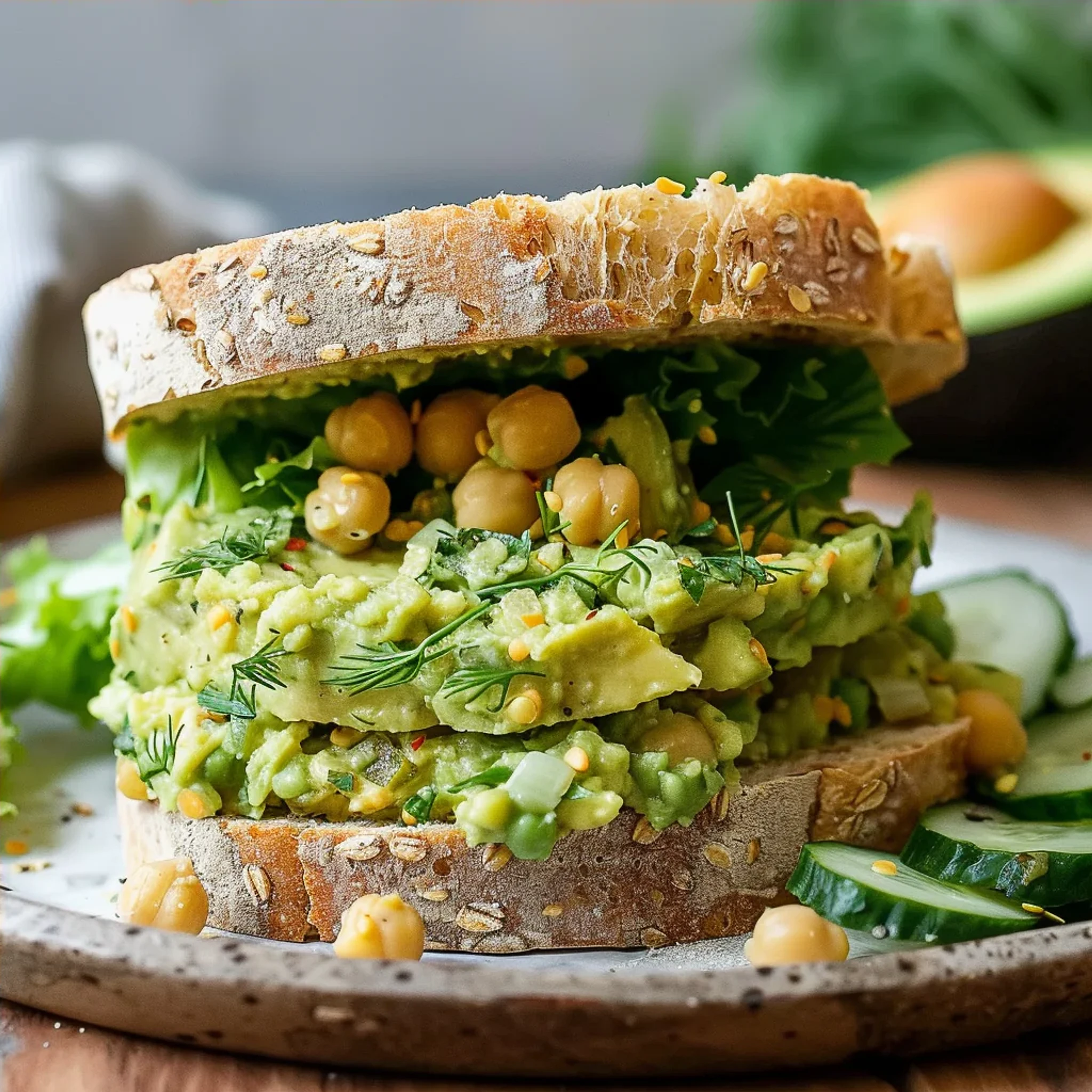 Smashed Chickpea Avocado Sandwich Recipe for Healthy Eating - Recipe Image