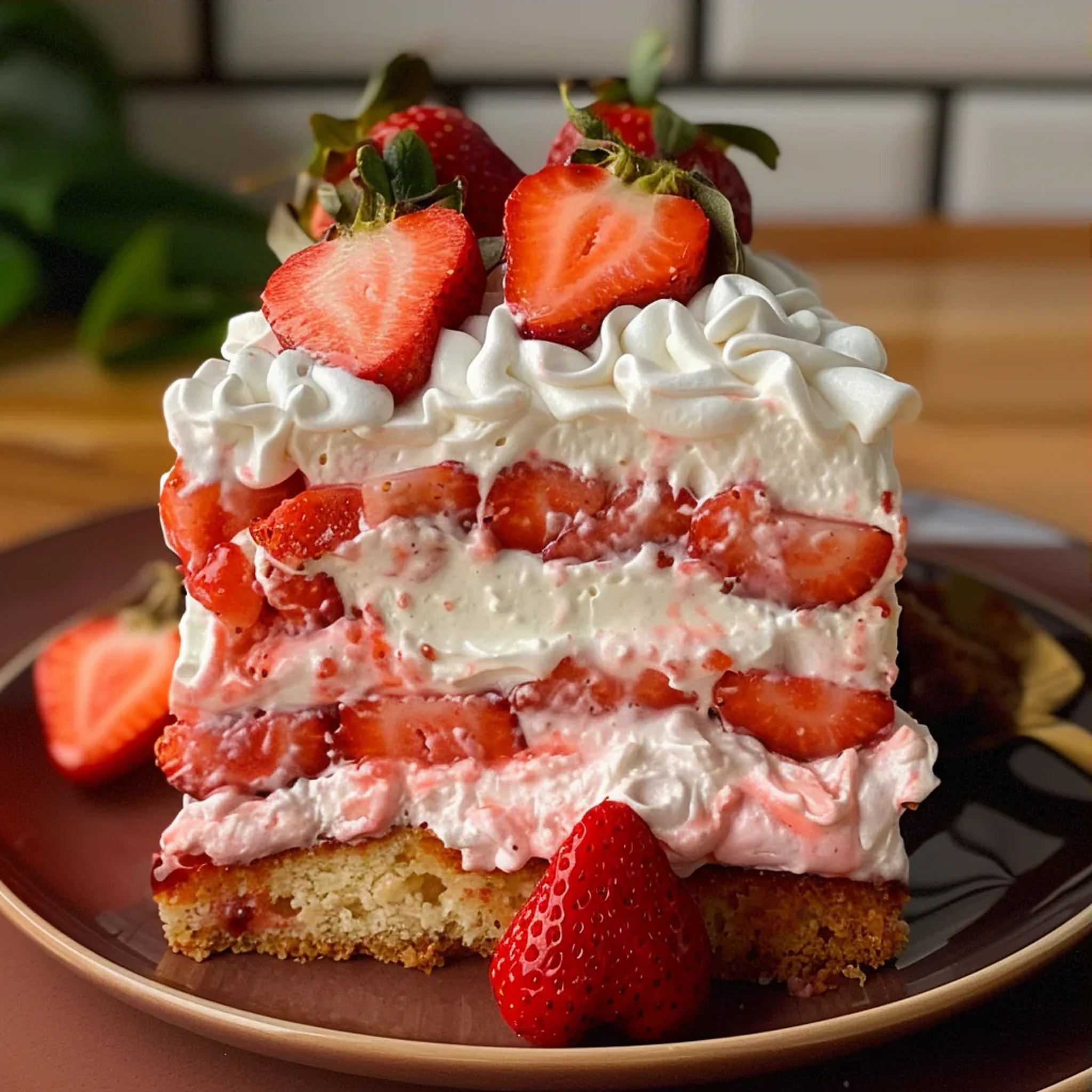 Easy Strawberry Earthquake Cake Recipe with Cake Mix - Recipe Image