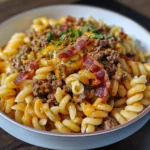 Loaded Cheeseburger Pasta with Crispy Bacon Goodness - Recipe Image