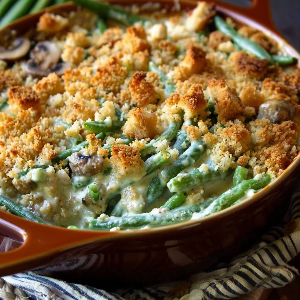 Creamy Green Bean Casserole from Scratch with Fresh Ingredients - Recipe Image