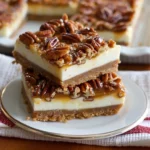 Pecan Pie Cheesecake Bars with Creamy Cheesecake and Gooey Pecan Topping - Recipe Image