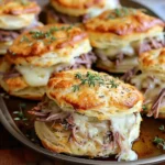 Baked French Dip Biscuits with Melty Cheese and Au Jus - Recipe Image