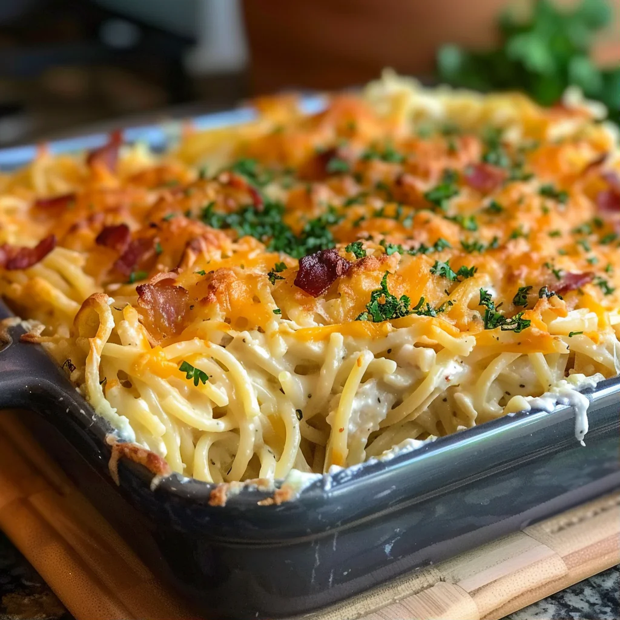 Creamy Baked Chicken Spaghetti the Whole Family Will Love - Recipe Image