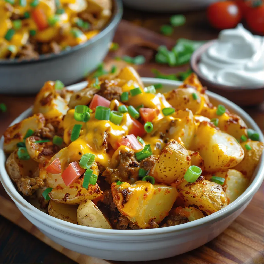 Cheesy Taco Potatoes Bake for an Easy Family Dinner - Recipe Image
