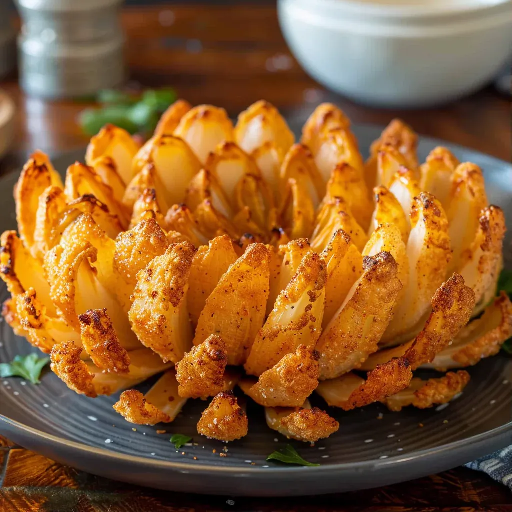 Crispy Homemade Bloomin' Onion with Zesty Sauce - Recipe Image