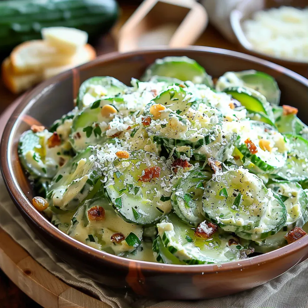 Crisp Cucumber Caesar Salad (No Lettuce!) - Recipe Image