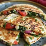 Mediterranean Quesadillas with Spinach And Feta for a Quick Vegetarian Lunch - Recipe Image