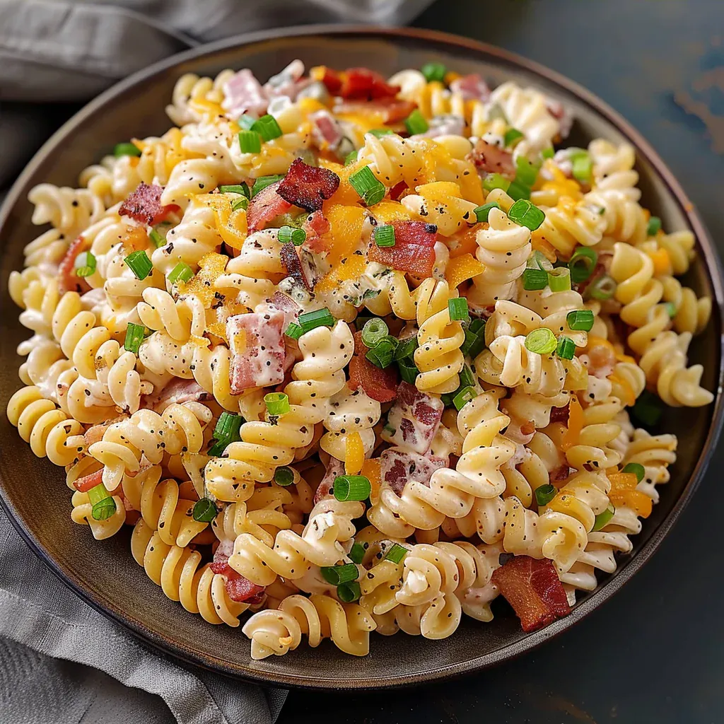 Creamy Bacon Cheddar Ranch Pasta Salad Everyone Loves - Recipe Image
