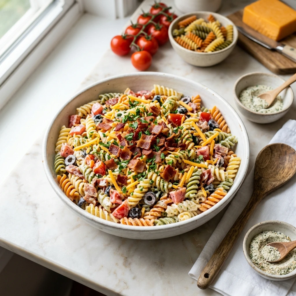 Bacon Ranch Pasta Salad – The Ultimate BBQ Side Dish - Recipe Image