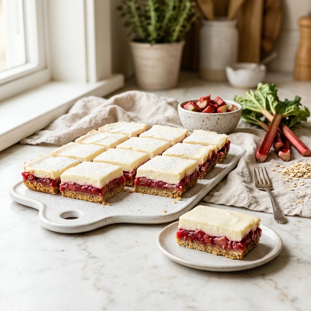 Rhubarb Bars with Cream Cheese Everyone Will Love - Recipe Image