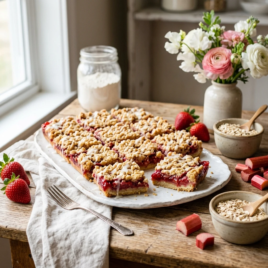 Irresistible Buttery Strawberry Rhubarb Bars You'll Bake All Summer - Recipe Image